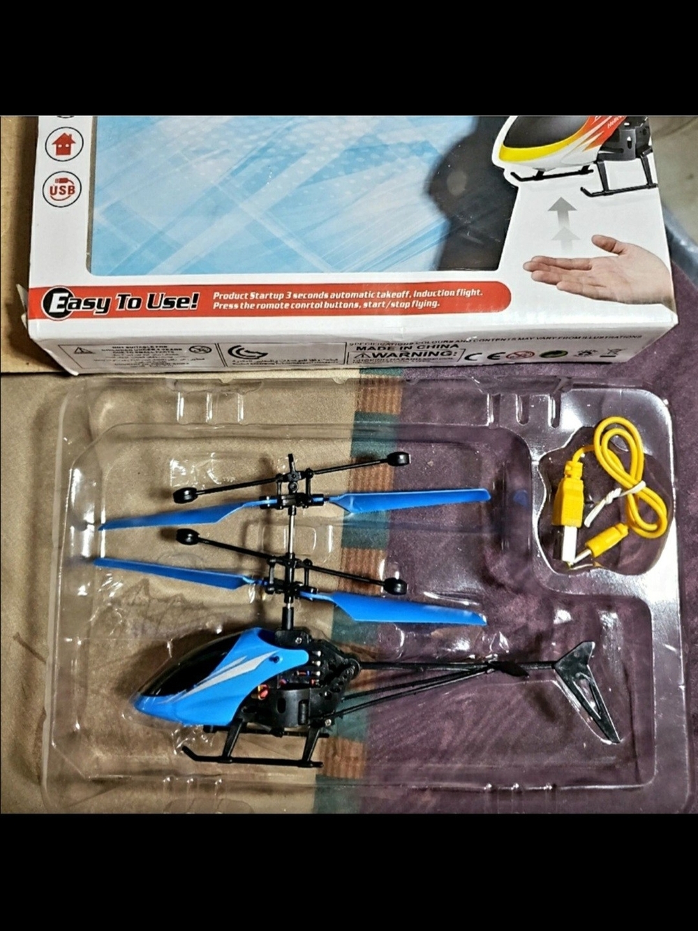 New- Blue Remote Control Helicopter Induction Drone Toy - Easy To Use